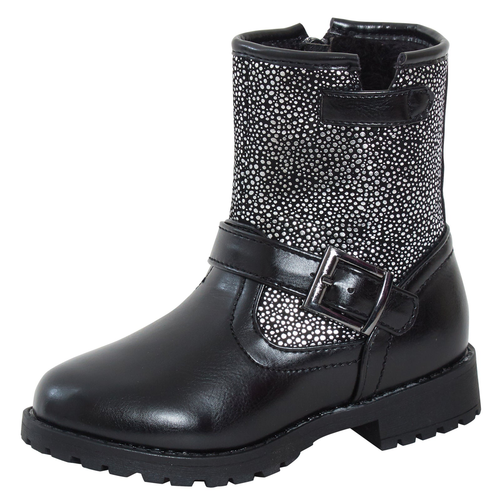 Girls Mid Calf Silver Glitter Effect Older Kids Zip Fastening Winter Shoes Size