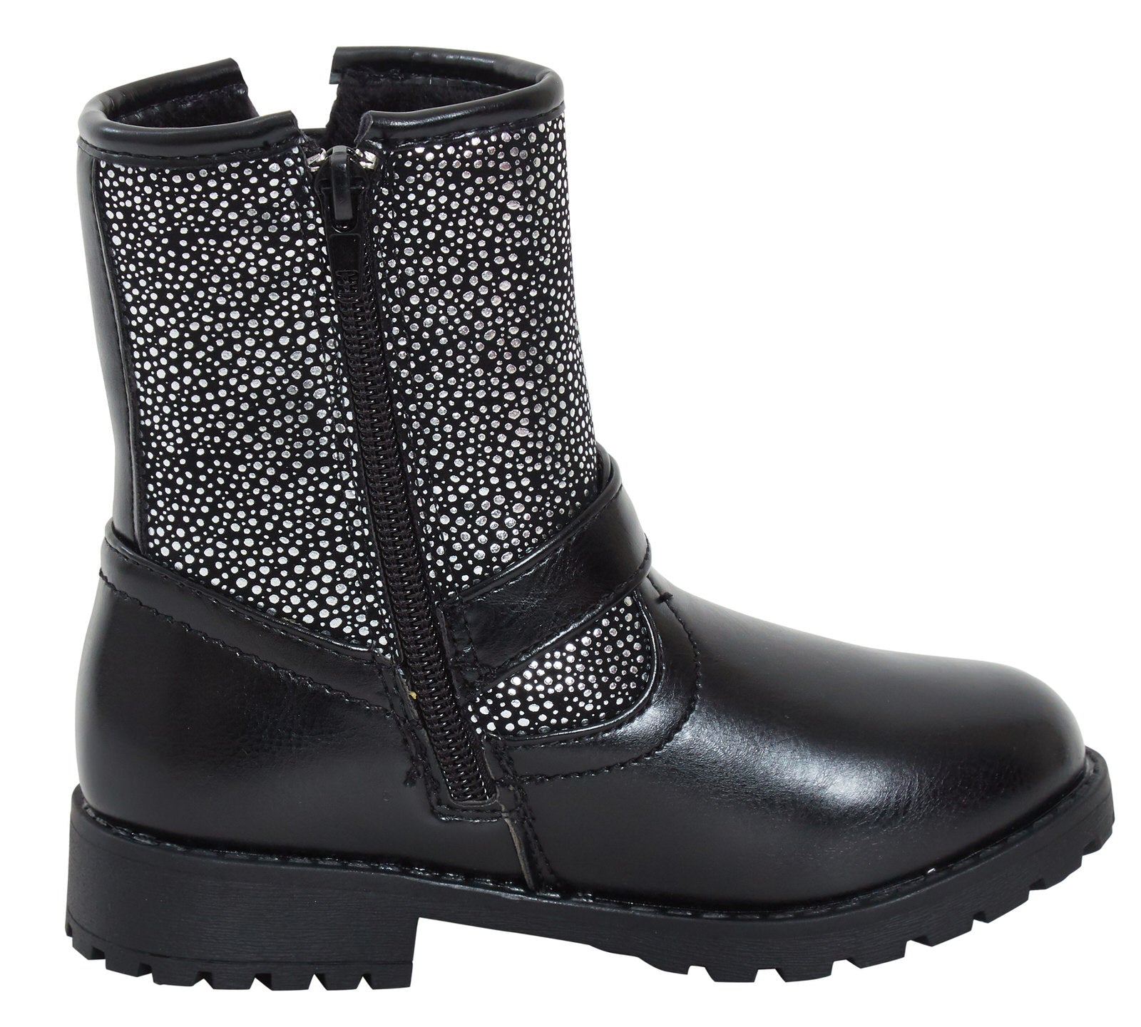 Girls Mid Calf Silver Glitter Effect Older Kids Zip Fastening Winter Shoes Size