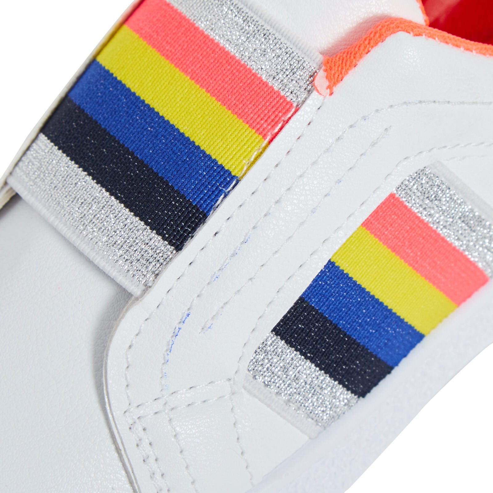 Girls Rainbow Stripe Slip On Pumps Kids Glitter Sports Trainers Flat Summer Shoe
