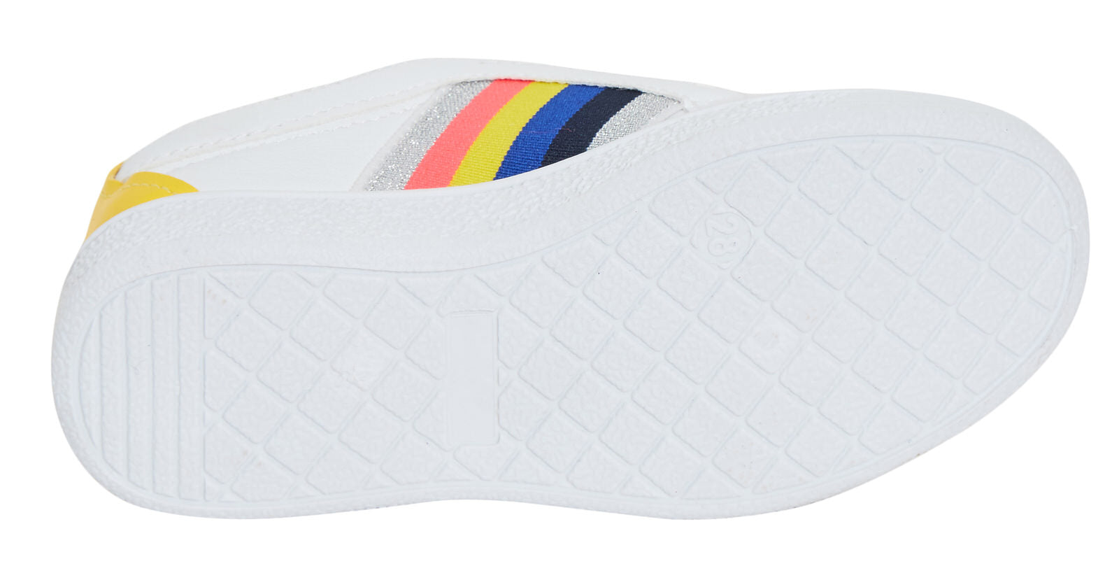 Girls Rainbow Stripe Slip On Pumps Kids Glitter Sports Trainers Flat Summer Shoe