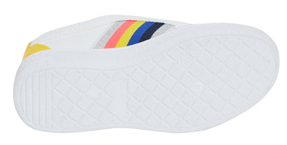 Girls Rainbow Stripe Slip On Pumps Kids Glitter Sports Trainers Flat Summer Shoe