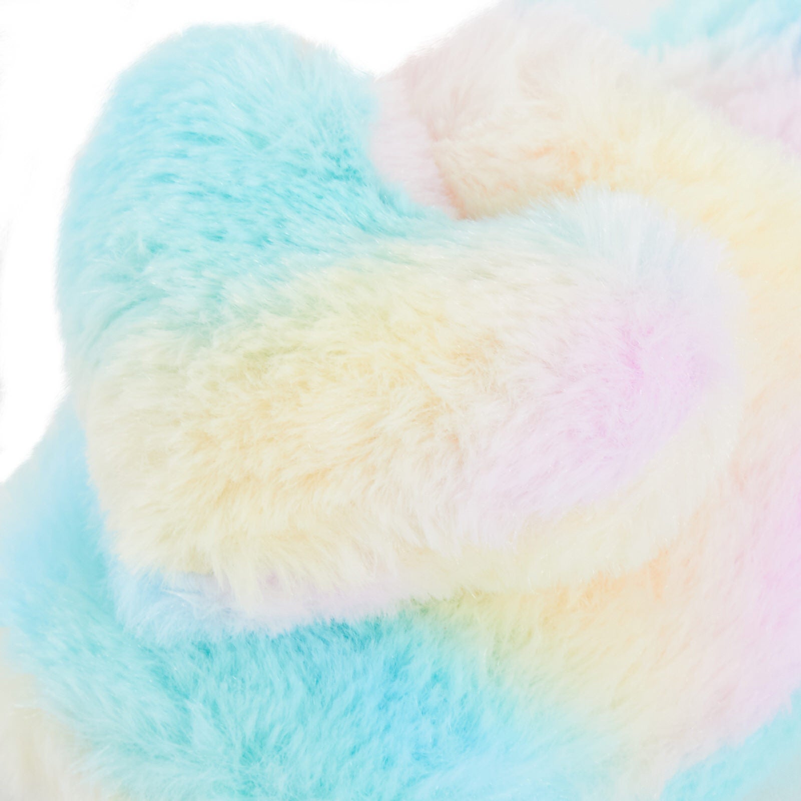 Girls Rainbow Heart Slippers Kids Slip On Mules Open Back Faux Fur House Shoes