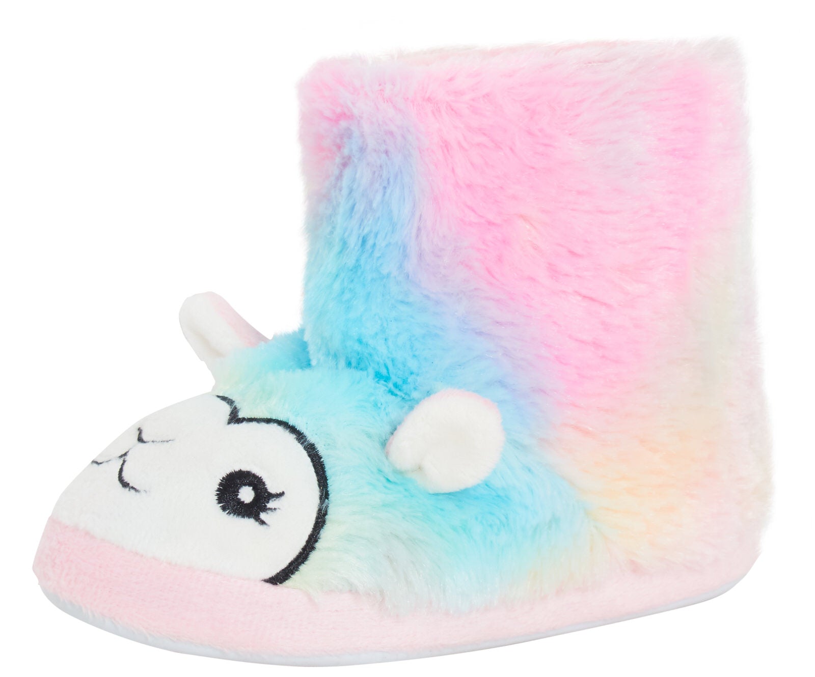 Girls Rainbow Llama Slippers Boots Kids Faux Fur Slipper Booties House Shoes