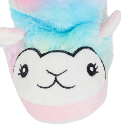 Girls Rainbow Llama Slippers Boots Kids Faux Fur Slipper Booties House Shoes