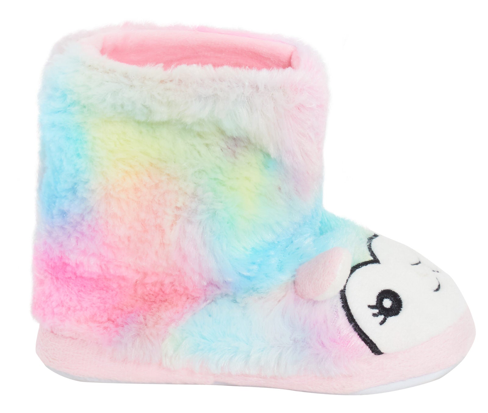 Girls Rainbow Llama Slippers Boots Kids Faux Fur Slipper Booties House Shoes