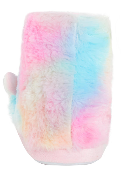 Girls Rainbow Llama Slippers Boots Kids Faux Fur Slipper Booties House Shoes