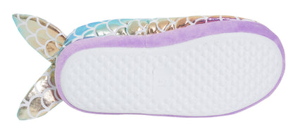 Girls Open Back 3D Mermaid Slippers Teens Metallic Glitter Novelty House Shoes