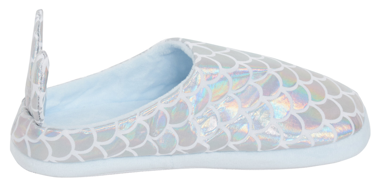 Girls Open Back 3D Mermaid Slippers Teens Metallic Glitter Novelty House Shoes