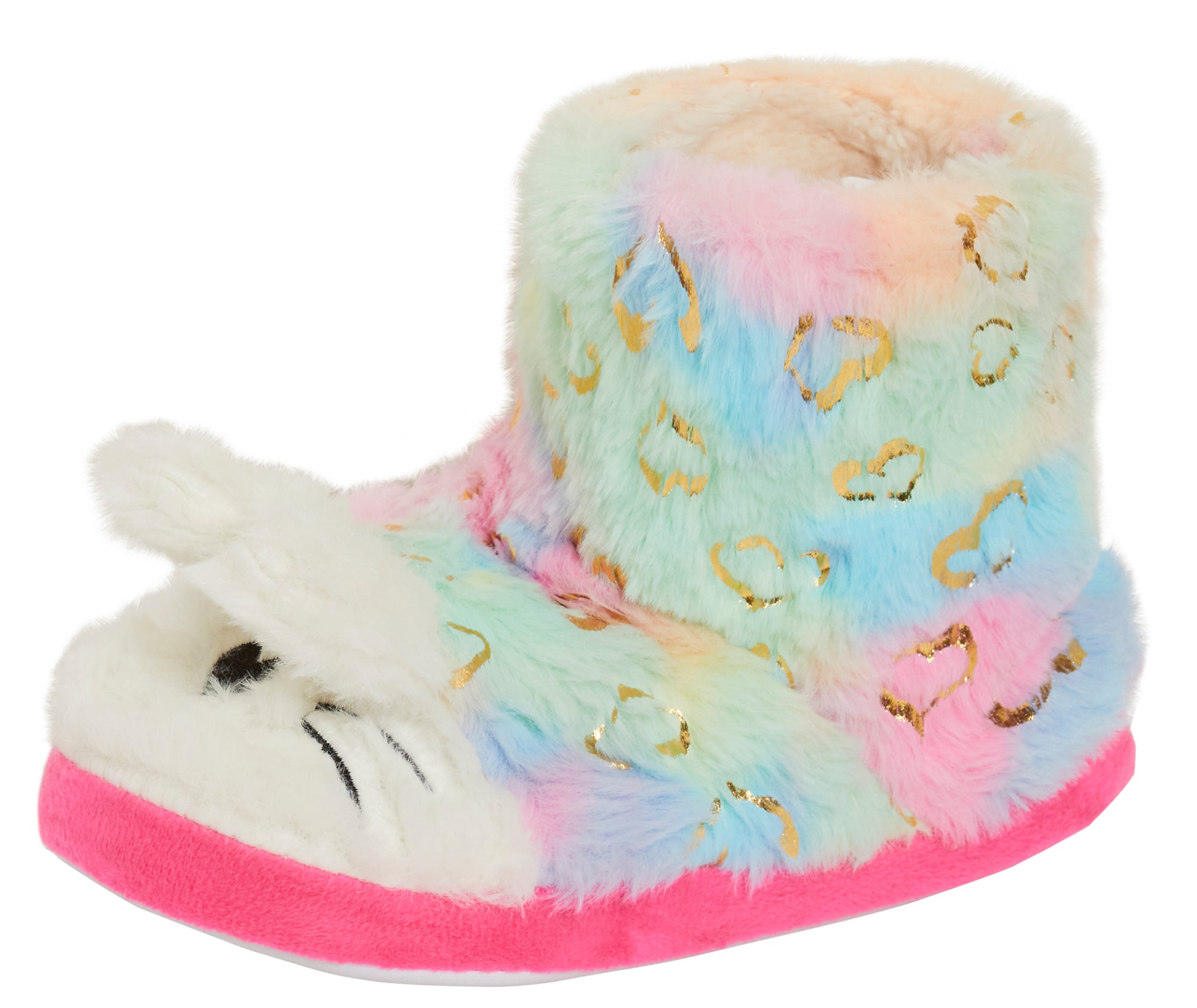 Girls Rabbit Slipper Boots Kids Rainbow Slippers Booties Bunny Ears House Shoes