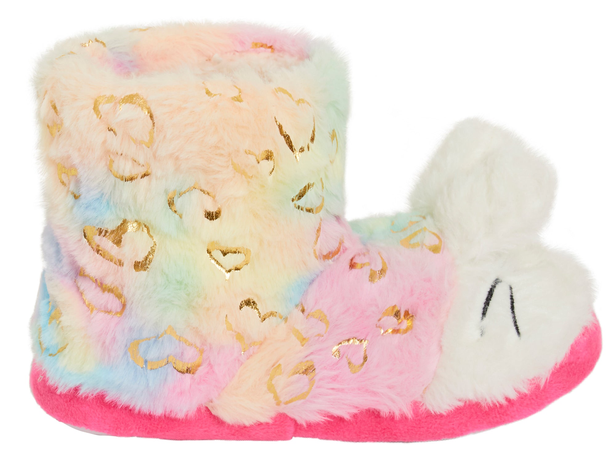 Girls Rabbit Slipper Boots Kids Rainbow Slippers Booties Bunny Ears House Shoes