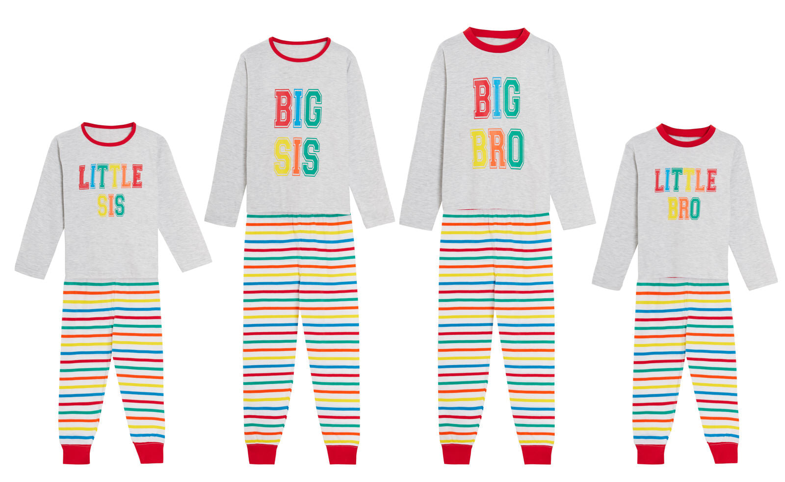 Boys Girls Kids Matching Family Full length Pyjamas Big Little Bro Sis Pjs Size