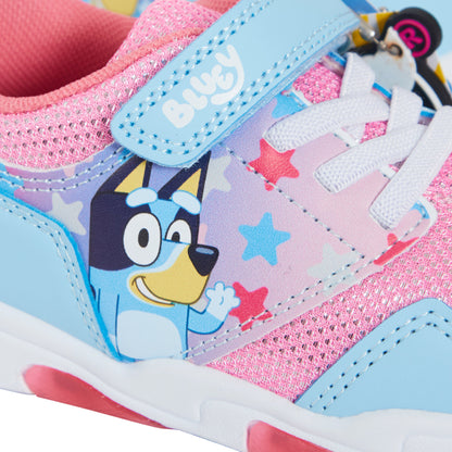Bluey Light Up Trainers For Girls Puppy Easy Fasten Sports Shoe With LED Lights