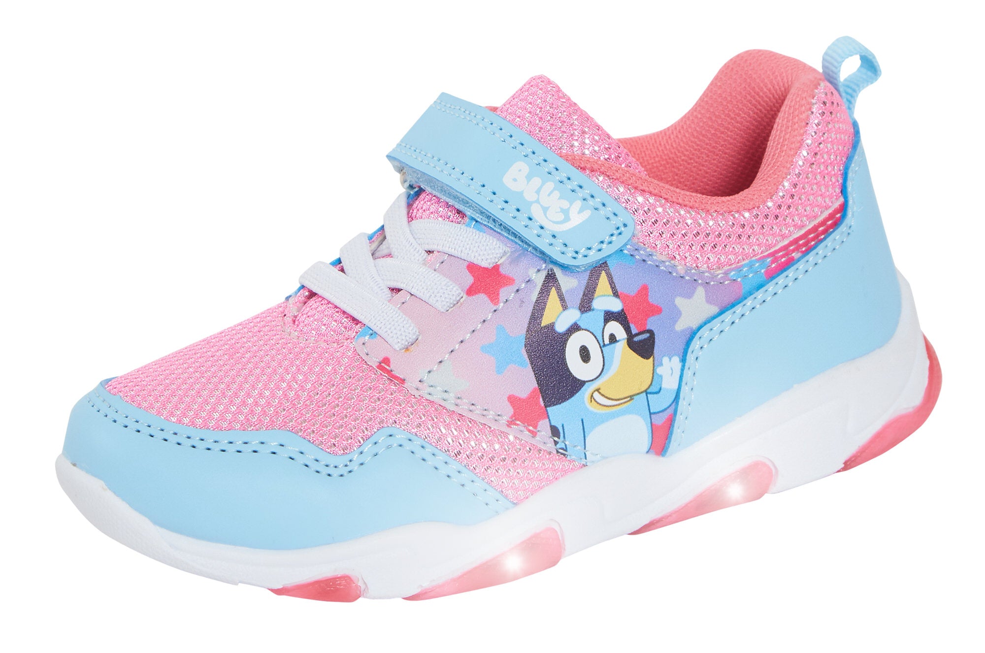 Bluey Light Up Trainers For Girls Puppy Easy Fasten Sports Shoe With LED Lights