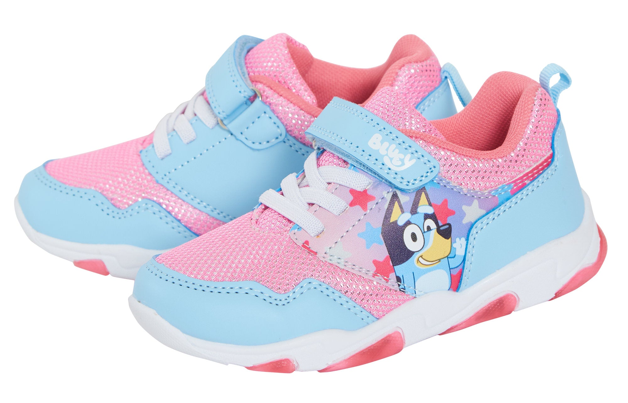 Bluey Light Up Trainers For Girls Puppy Easy Fasten Sports Shoe With LED Lights