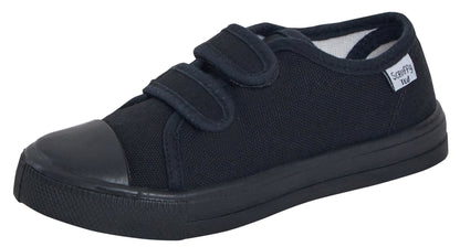 Kids Canvas Pumps Boys Trainers Girls Plimsolls Unisex Easy Fasten Casual Shoes