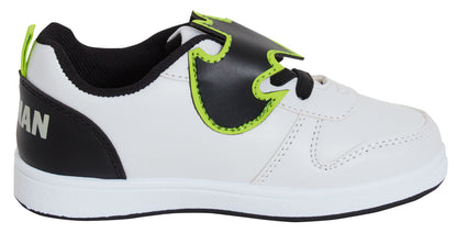 Boys Batman Sports Trainers Kids DC Comics Touch Fasten White Casual Skate Shoes