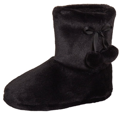 Womens Faux Fur Slipper Boots Ladies Memory Foam Plush Grey Bootie Slippers