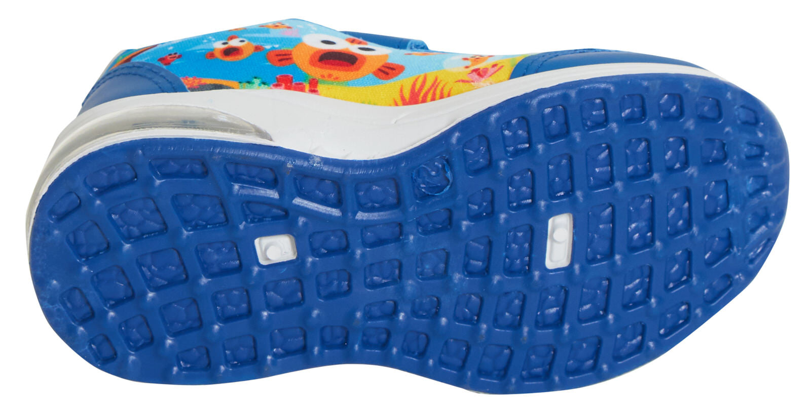 Boys Baby Shark Light Up Sports Trainers Kids Easy Fasten Skate Shoes Blue Pumps