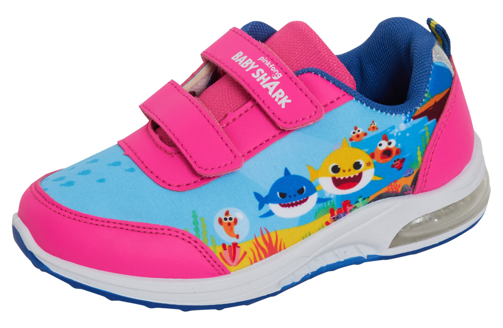 Girls Baby Shark Light Up Trainers Kids Easy Fasten Flashing Lights Sports Shoes