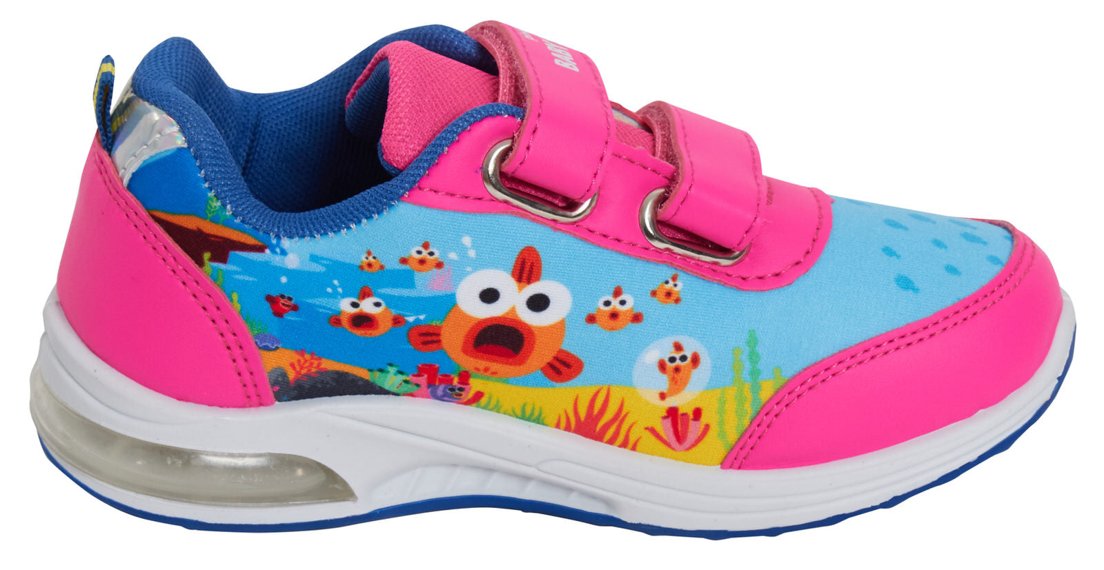 Girls Baby Shark Light Up Trainers Kids Easy Fasten Flashing Lights Sports Shoes