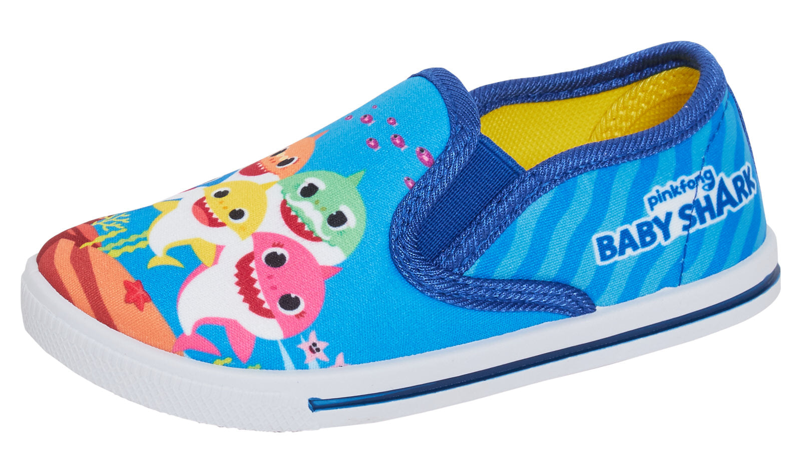 Boys Baby Shark Canvas Pumps Kids Slip On Summer Shoes Plimsoles Shark Trainers
