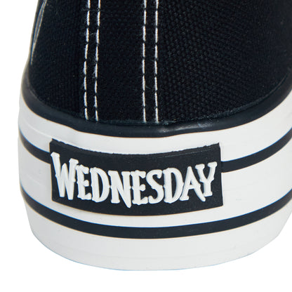 Womens Teen Girls Wednesday Hi Top Trainers Laces Platform Pumps Black Plimsolls