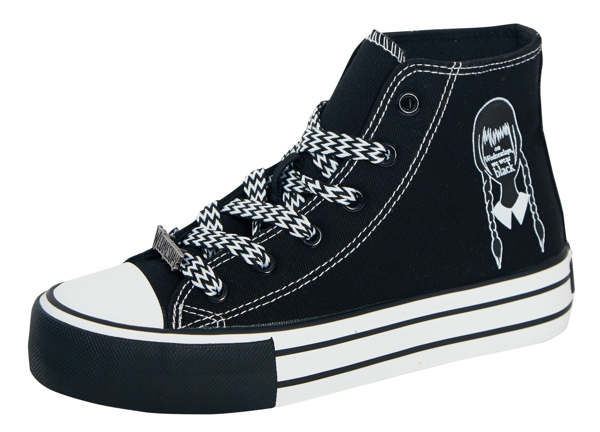 Womens Teen Girls Wednesday Hi Top Trainers Laces Platform Pumps Black Plimsolls