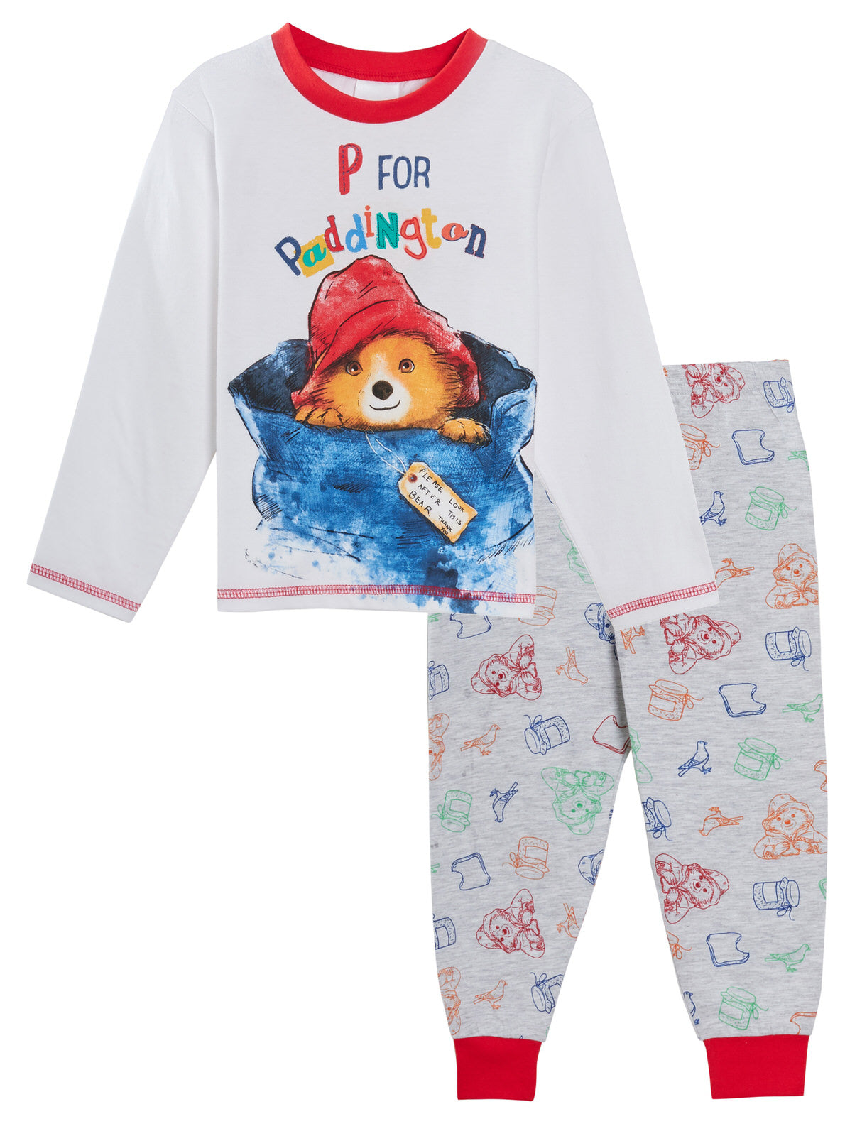 Paddington Bear Pyjamas Kids Full Length Long Sleeve Boys Girls Unisex Pjs Set