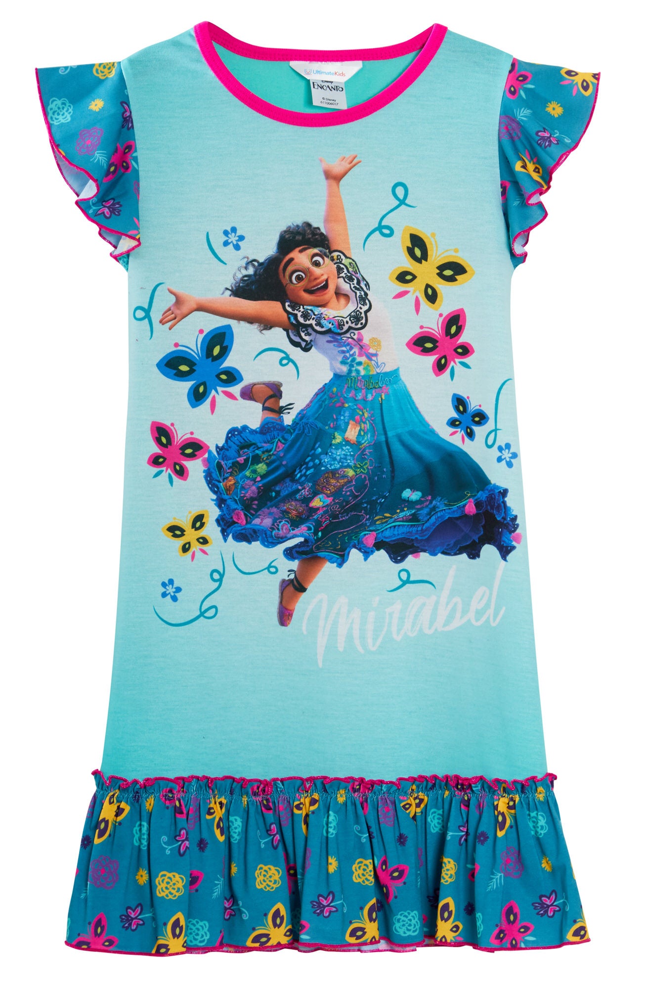 Girls Encanto Nightdress Disney Mirabel Short Sleeve Nightie Nightshirt Nighty