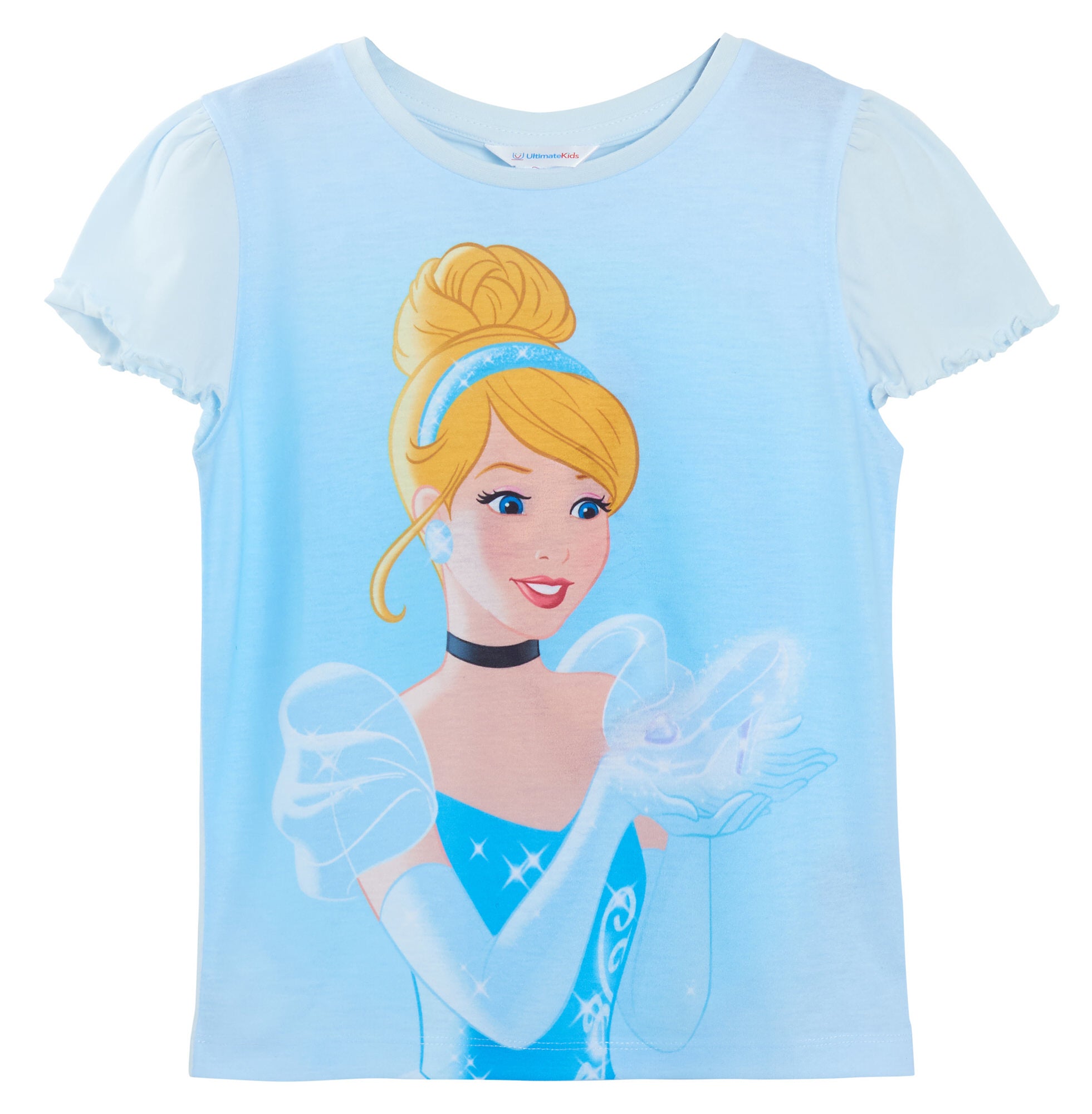 Girls 3 Pack Disney Princess T-Shirts Kids Ariel Tiana Cinderella  Dress Up Tops