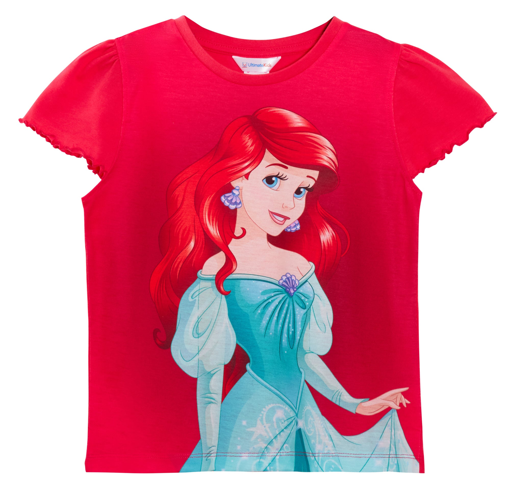Girls 3 Pack Disney Princess T-Shirts Kids Ariel Tiana Cinderella  Dress Up Tops