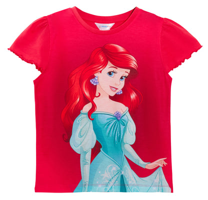 Girls 3 Pack Disney Princess T-Shirts Kids Ariel Tiana Cinderella  Dress Up Tops