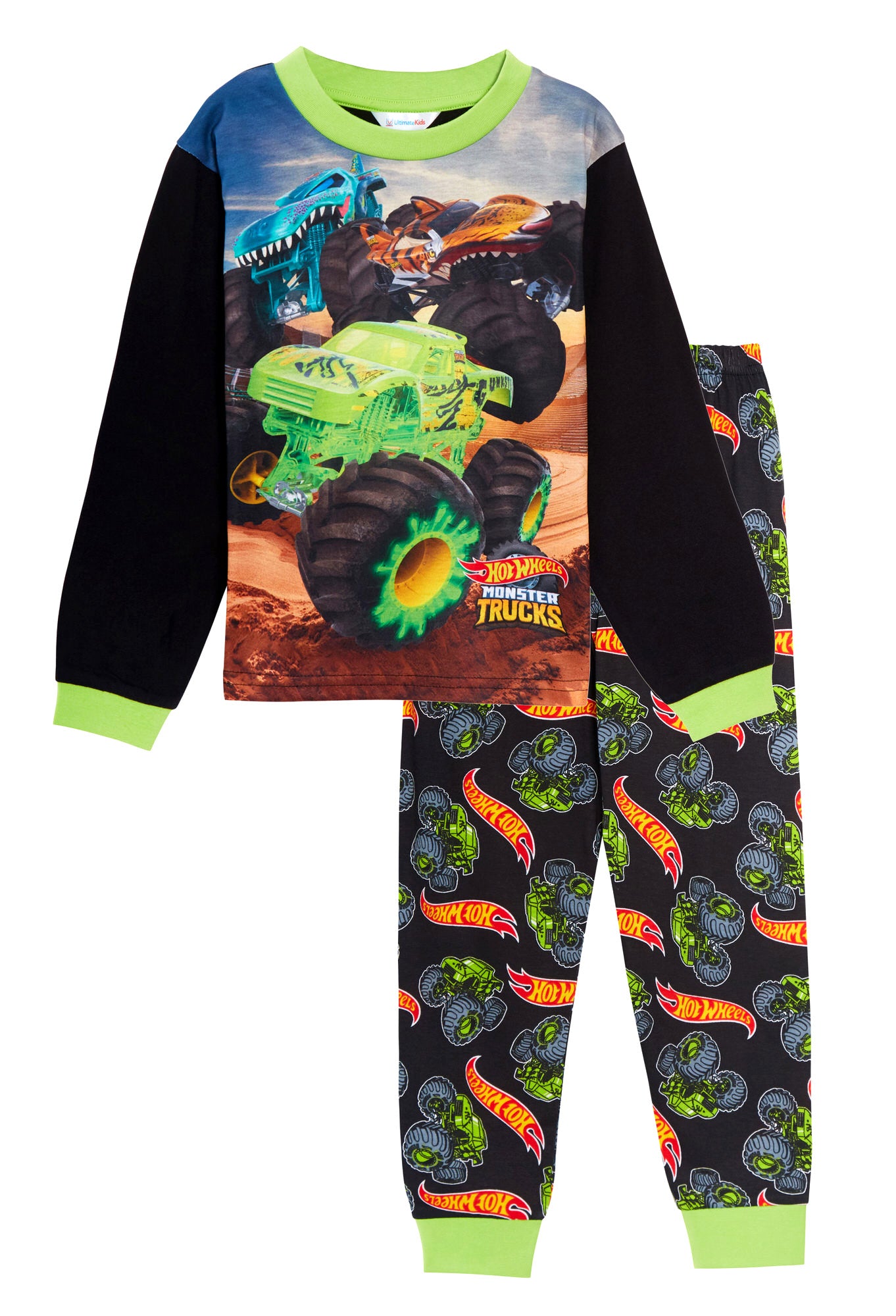 Boys Hot Wheels Monster Trucks Pyjamas Kids Racing Car Pjs T-Shirt Loungepants