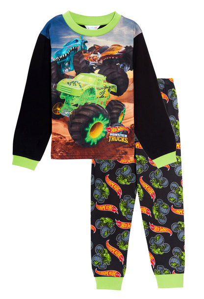 Boys Hot Wheels Monster Trucks Pyjamas Kids Racing Car Pjs T-Shirt Loungepants