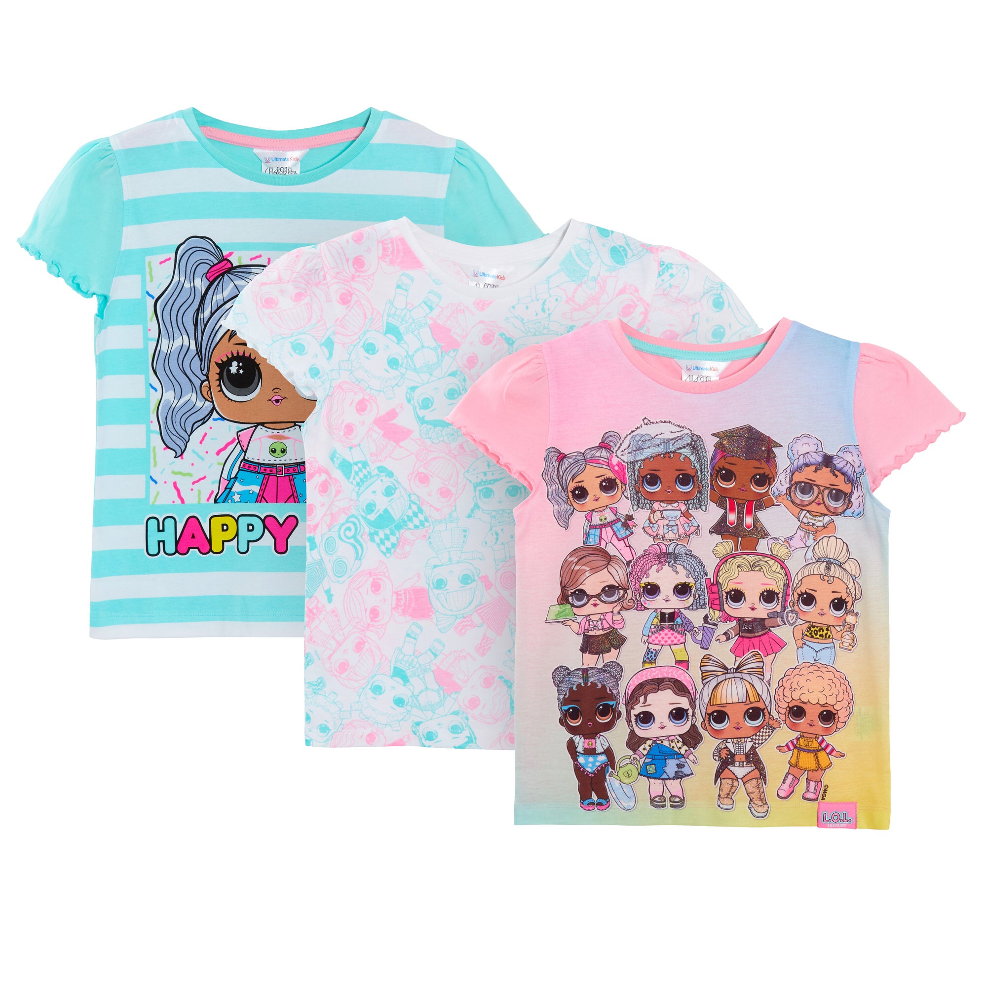 Girls 3 Pack L.O.L Surprise ! Dolls T-Shirts Kids LOL Dolls Dress Up Tops Tees