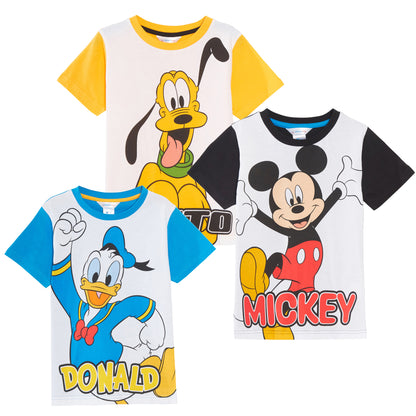 Kids 3 Pack Classic Disney T-Shirts Mickey Goofy Donald Dress Up Top Summer Tees