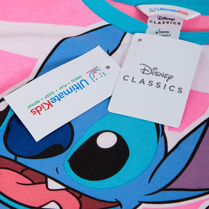 Girls Lilo & Stitch Pyjamas Kids Angel Full Length Pjs Set T-shirt Lounge Pants