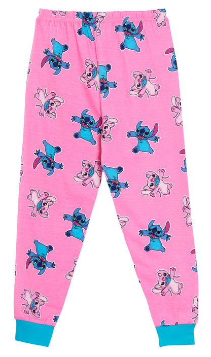 Girls Lilo & Stitch Pyjamas Kids Angel Full Length Pjs Set T-shirt Lounge Pants