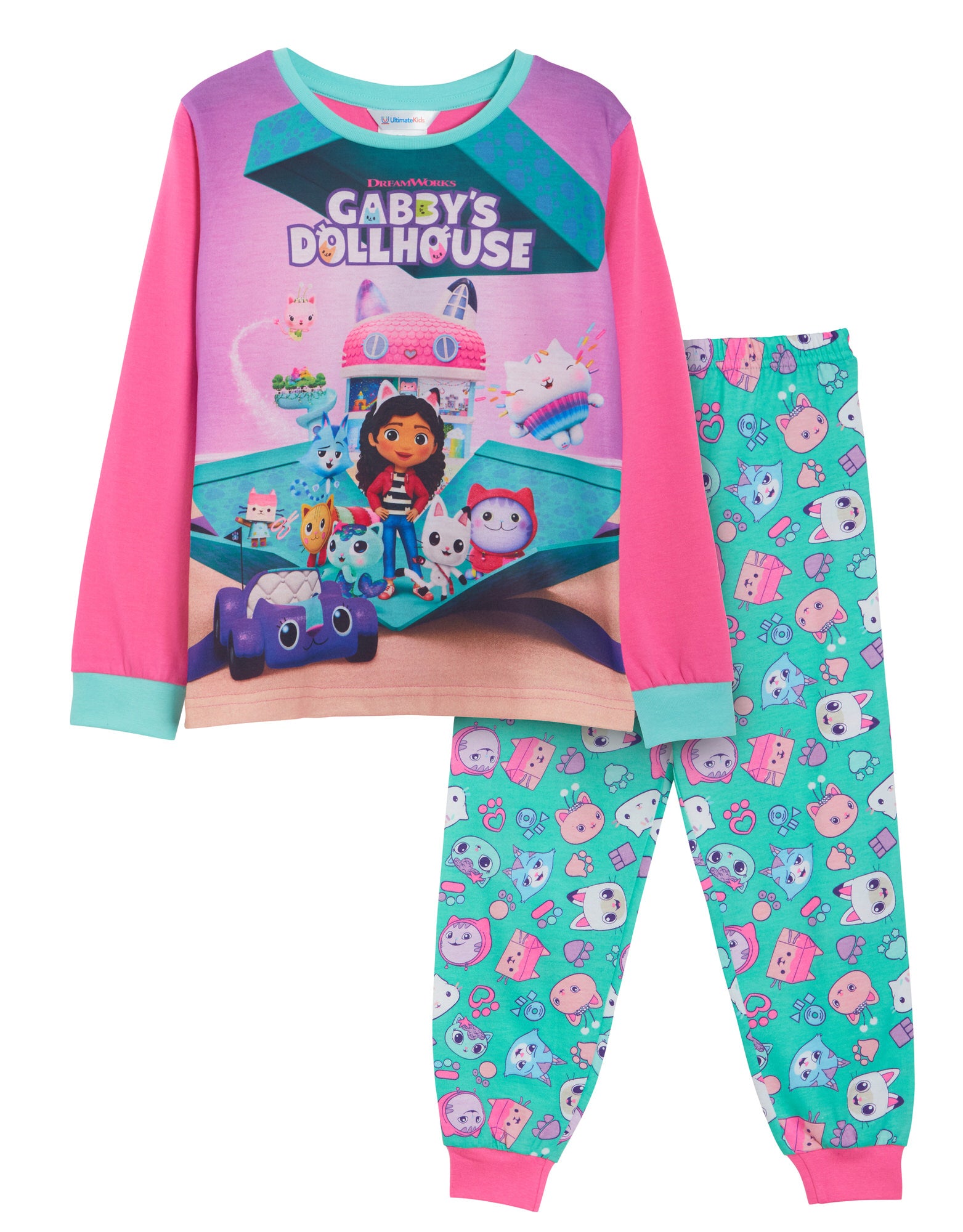 Girls Gabby's Dollhouse Pyjamas For Kids Girls Full Length Pjs Set Nightwear