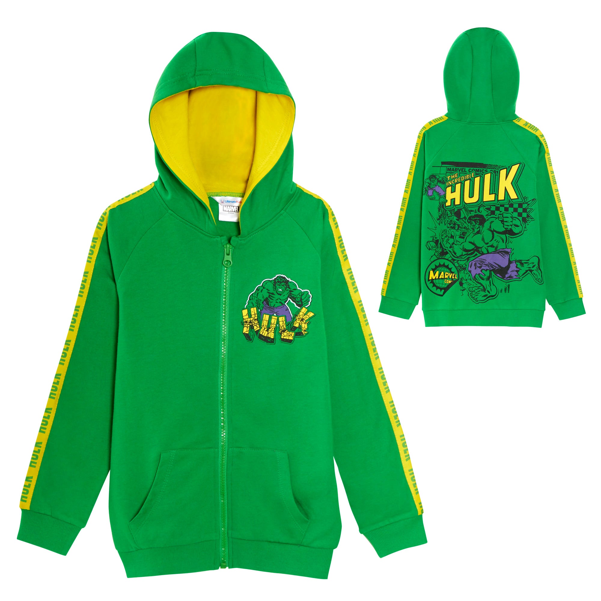 The Incredible Hulk Boys Hooded Jacket Marvel Avengers Kids Zip Hoodie Size