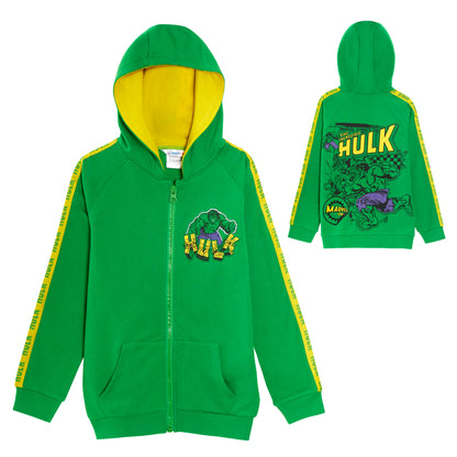 The Incredible Hulk Boys Hooded Jacket Marvel Avengers Kids Zip Hoodie Size