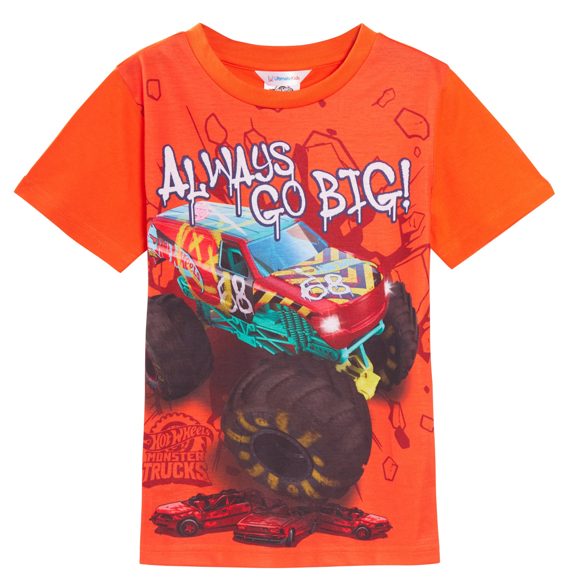 Boys 3 Pack Monster Trucks T-Shirts Kids Hot Wheels Multipack Short Summer Tees