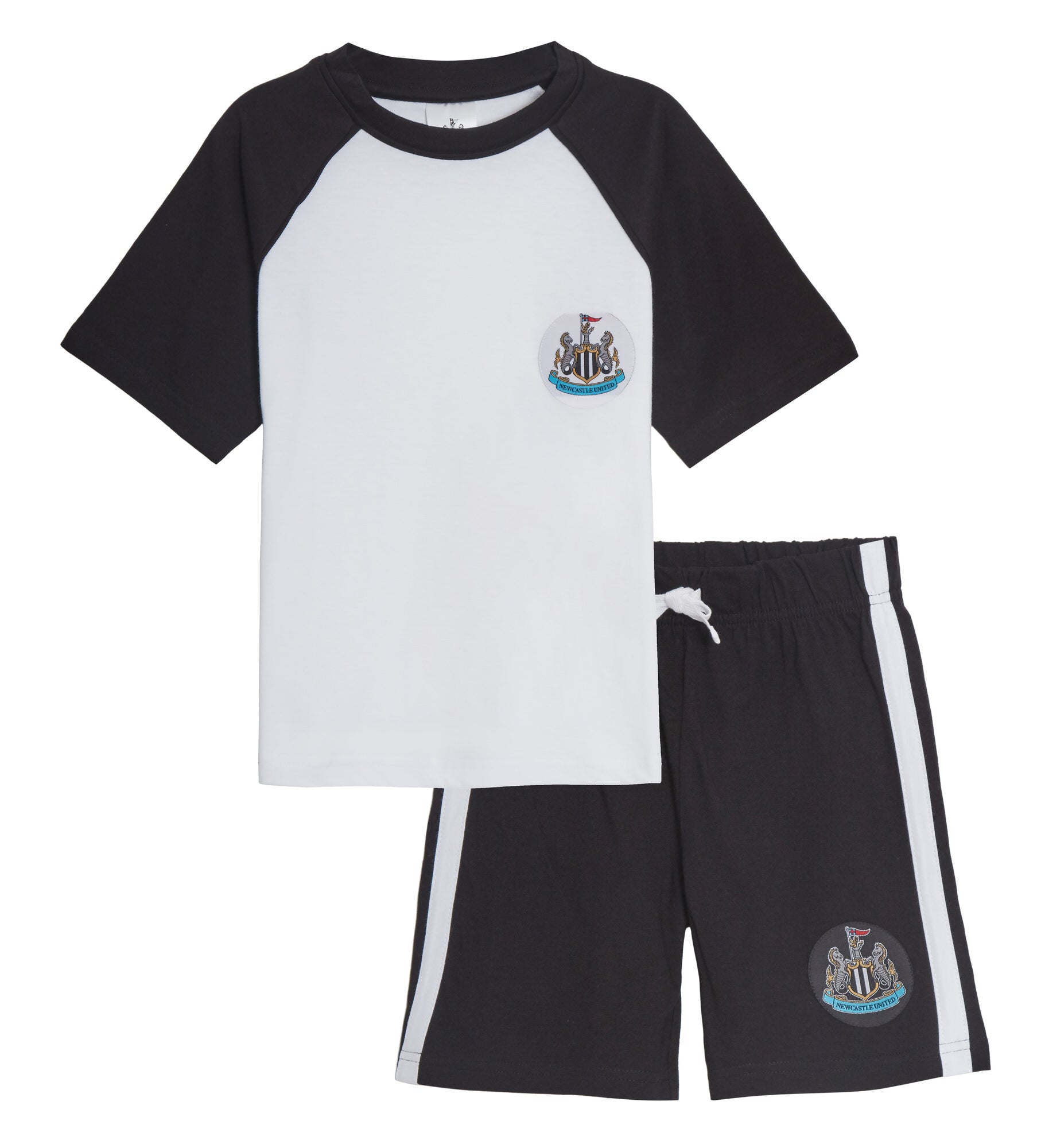 Kids Newcastle Short Pyjamas Girls Boys FC Football Short Pjs Set Football Kit