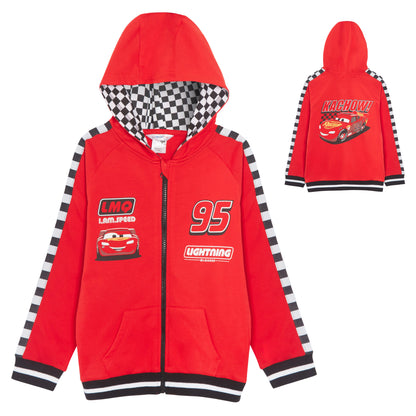 Disney Cars Boys Hooded Jacket Lightning McQueen Kids Zip Hoodie Jumper Size