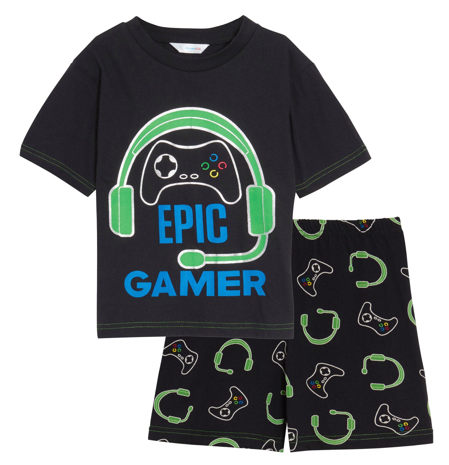 Boys Epic Gamer Short Pyjamas Kids Gaming Shortie Pjs Set Cotton T-Shirt Shorts