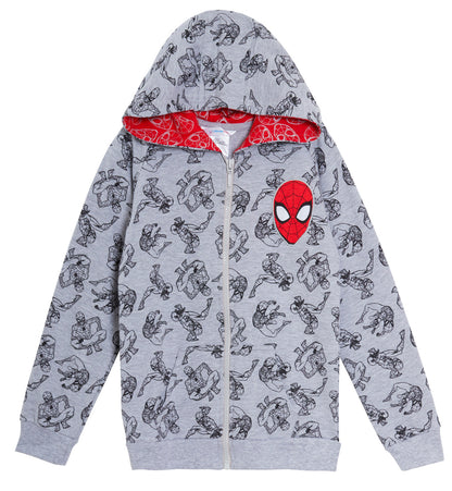 Boys Spiderman Hooded Jacket Kids Marvel Avengers Full Zip Hoodie Hoody Size