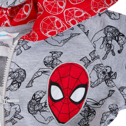 Boys Spiderman Hooded Jacket Kids Marvel Avengers Full Zip Hoodie Hoody Size