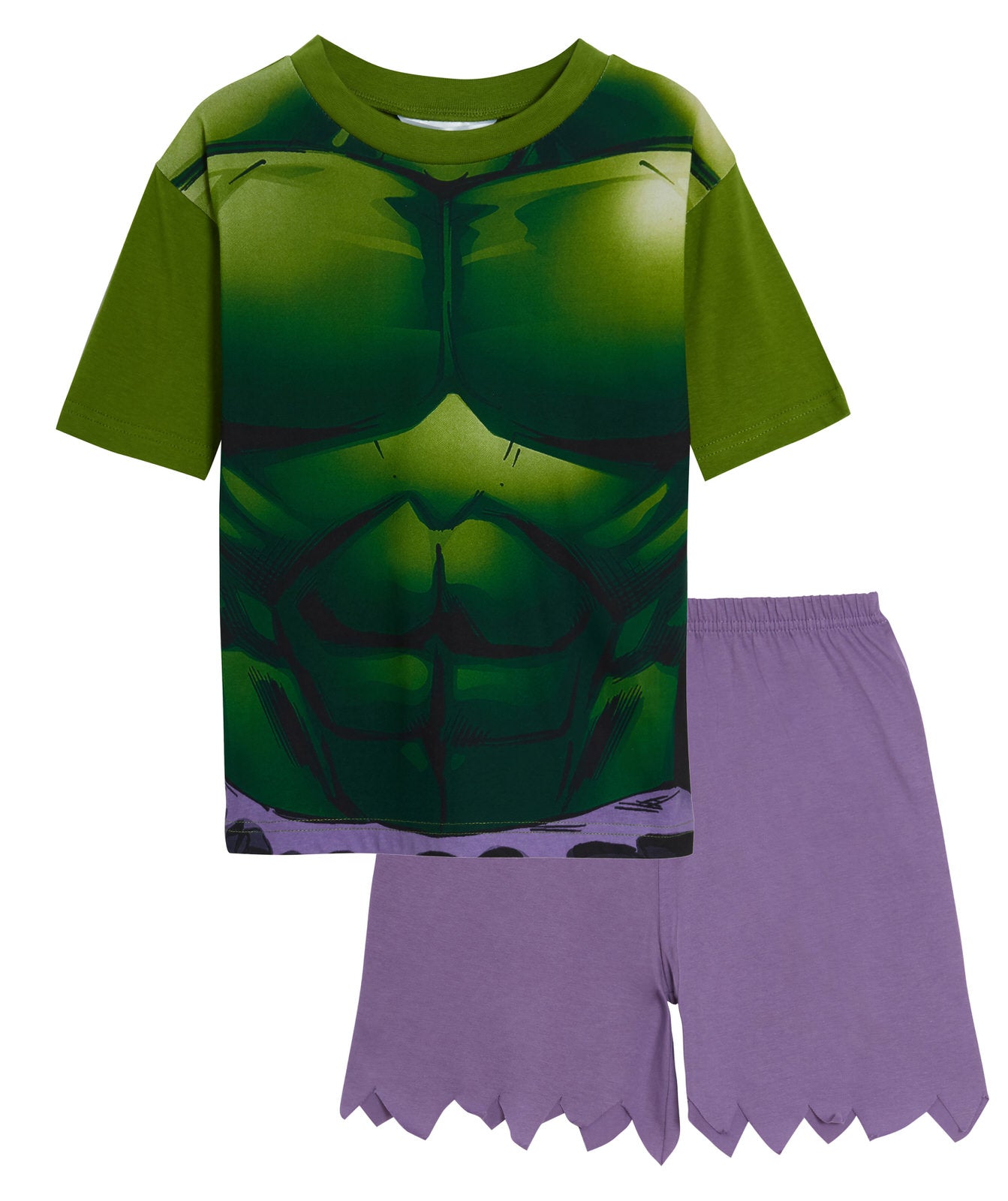 Boys Hulk Dress Up Short Pyjamas Kids Marvel Avengers Novelty Shortie Pjs Set