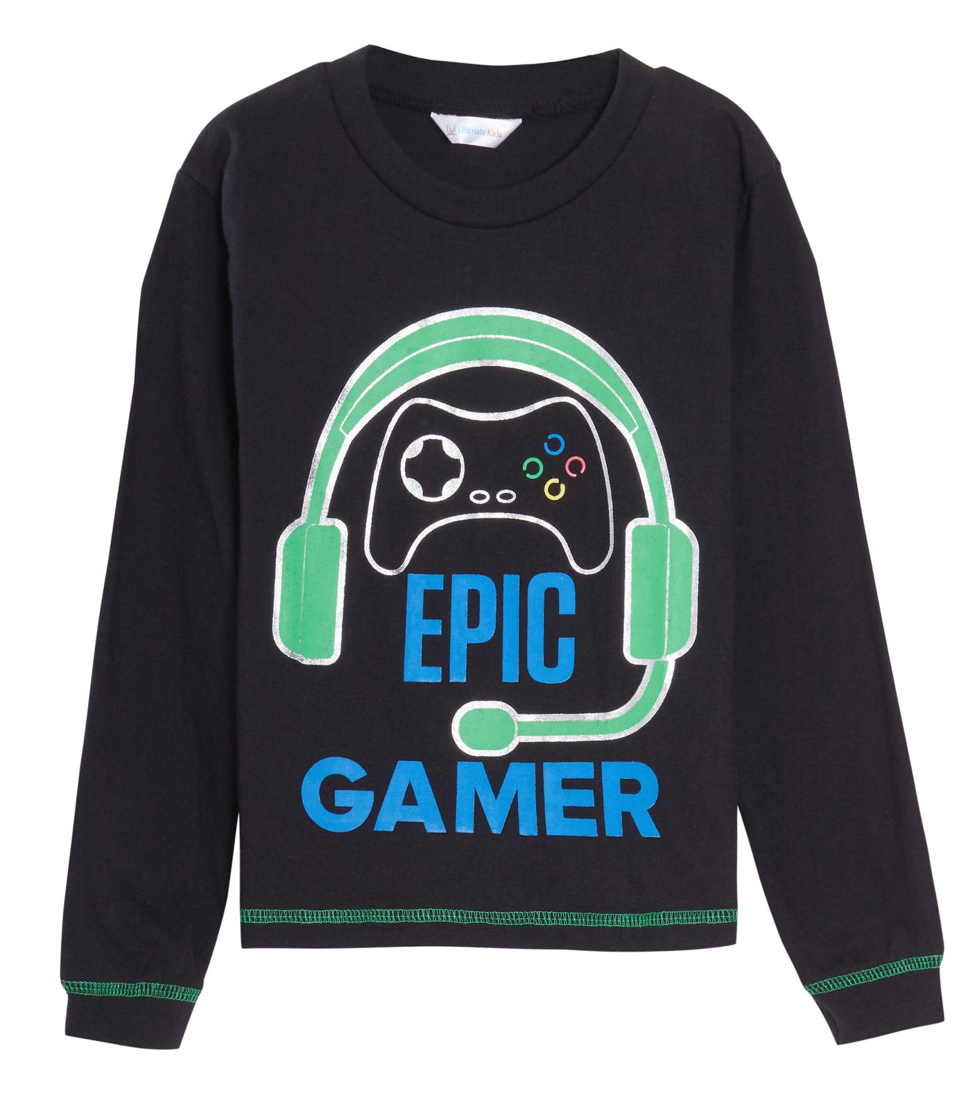 Epic Gamer Pyjamas Boys Gaming Pjs Headset Controller Black T-Shirt Lounge Pants