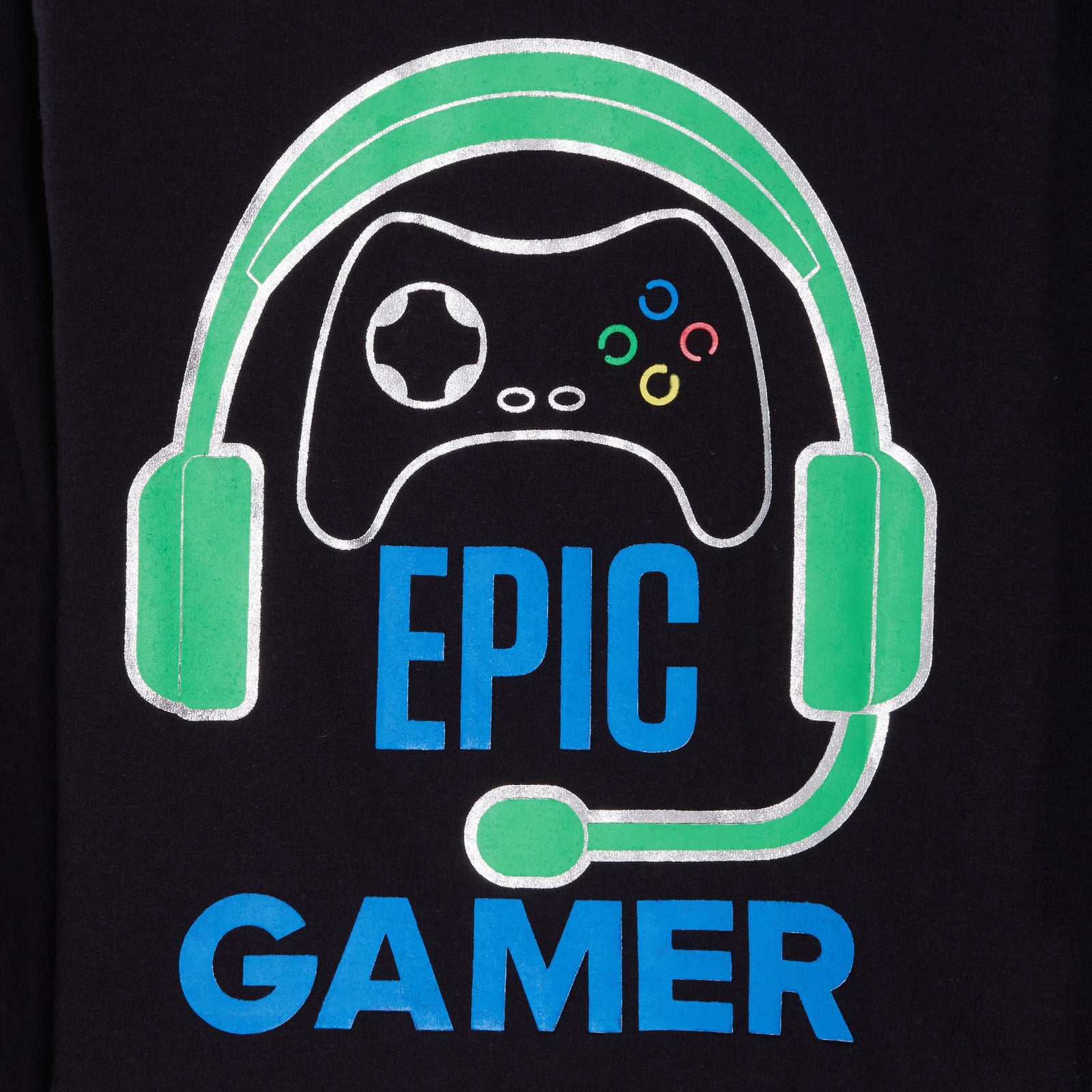 Epic Gamer Pyjamas Boys Gaming Pjs Headset Controller Black T-Shirt Lounge Pants